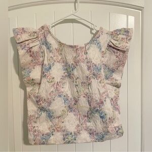 Elliatt crop ruffle sleeve watercolor ruffle sleeve top size med…